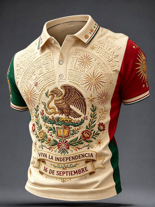 Camisetas casuales con estampado artístico del Día de la Independencia de México para hombre