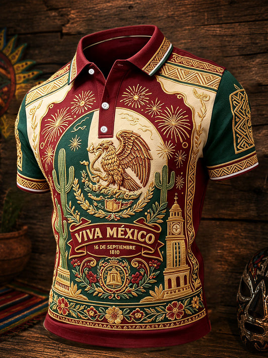 Camisetas casuales con estampado artístico del Día de la Independencia de México para hombre