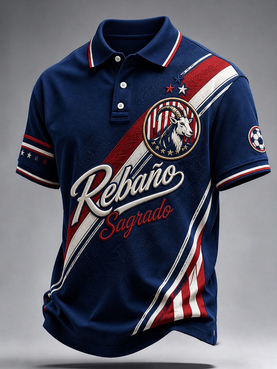 Polo casual impreso del equipo de la cabra de Guadalajara del fútbol de los hombres