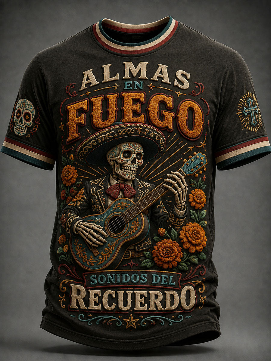 Camiseta con estampado del Día de los Muertos para hombre