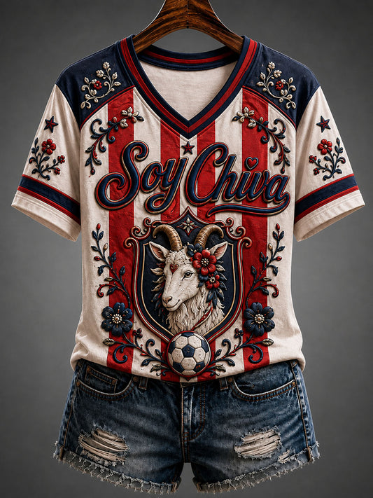 Camiseta casual estampada de fútbol femenino Chivas de Guadalajara