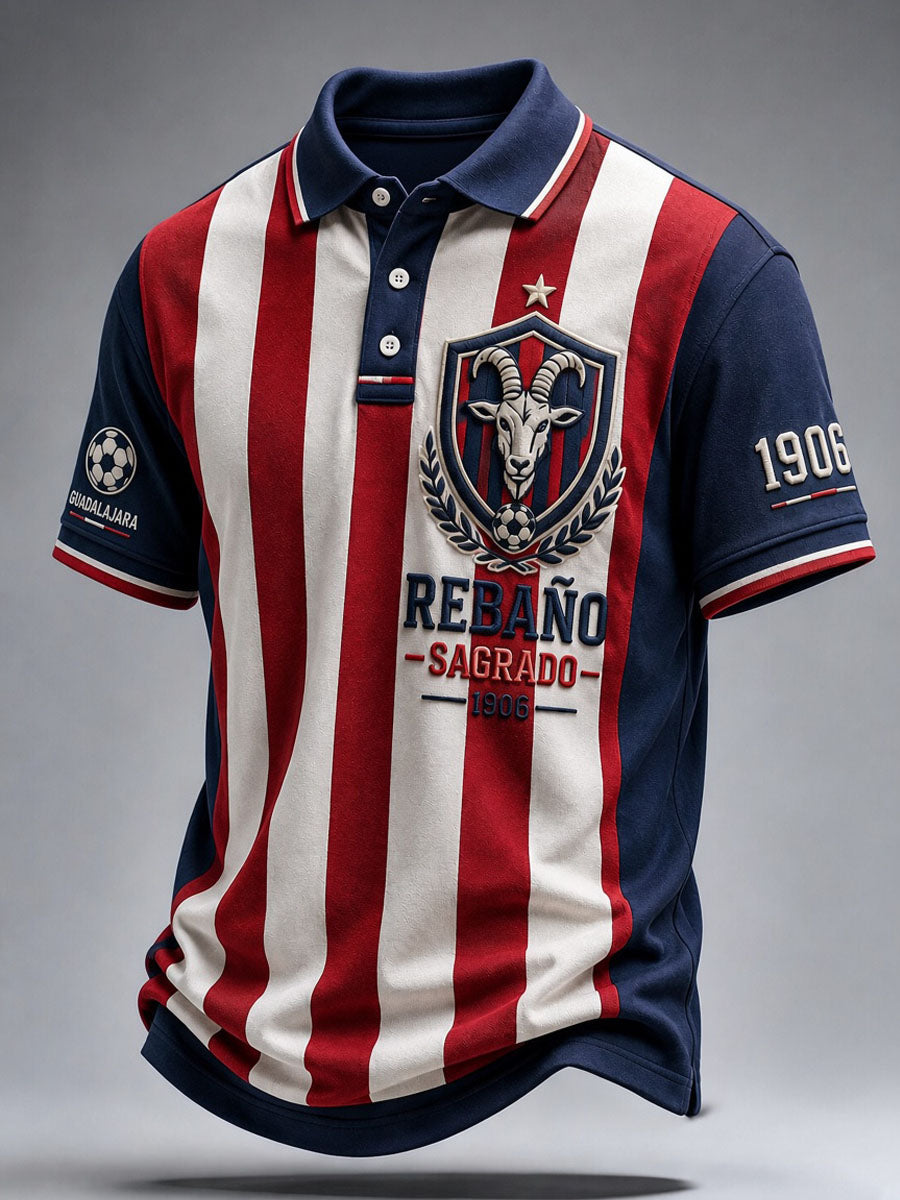 Polo casual estampado con el equipo de cabras de Guadalajara, para hombre