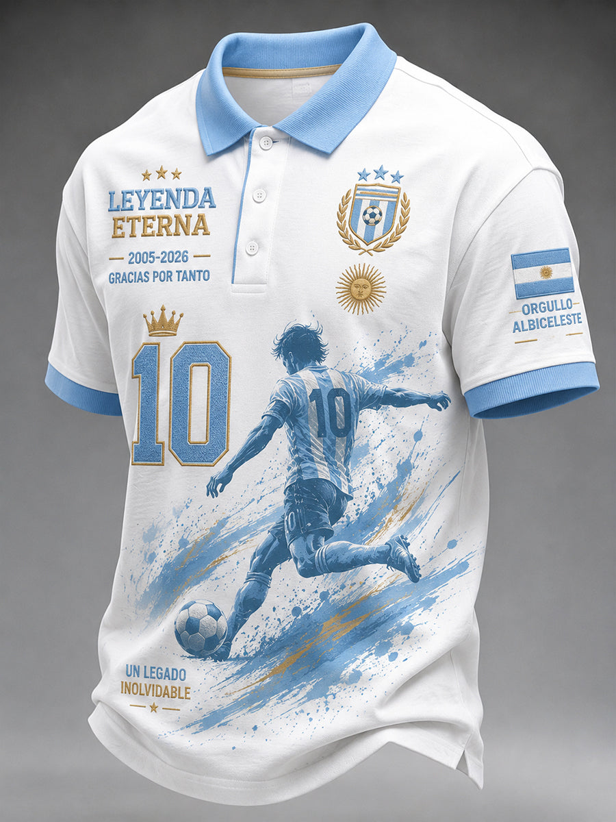 Polo de manga corta con diseño conmemorativo de la estrella legendaria para hombre