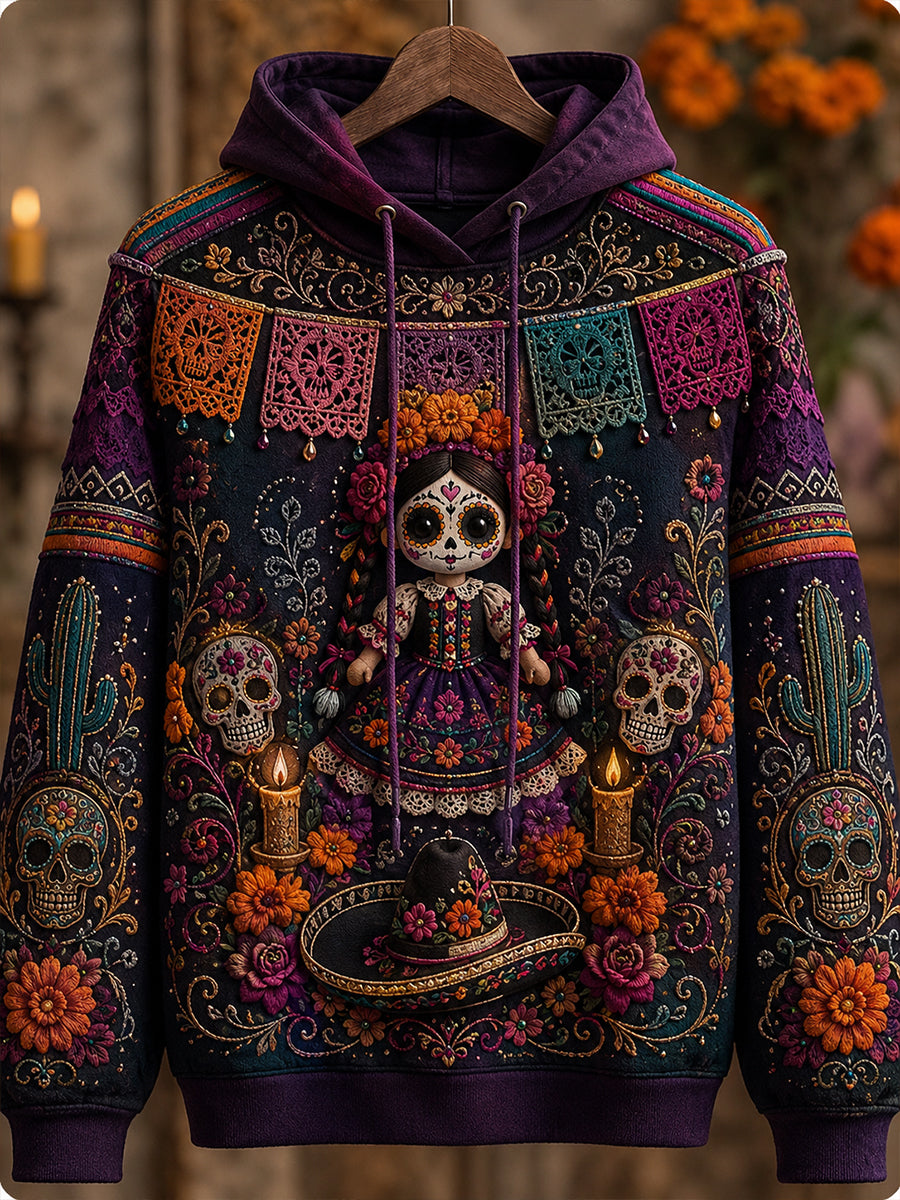 Sudadera con estampado Día de los Muertos de México para mujer