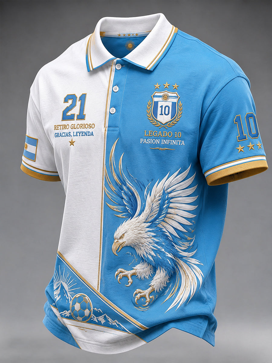 Camisa polo de manga corta con estampado conmemorativo del retiro de la leyenda masculina