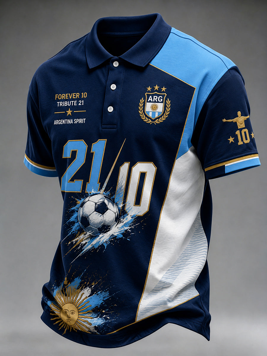 Camisa polo de manga corta con estampado conmemorativo del retiro de la leyenda masculina
