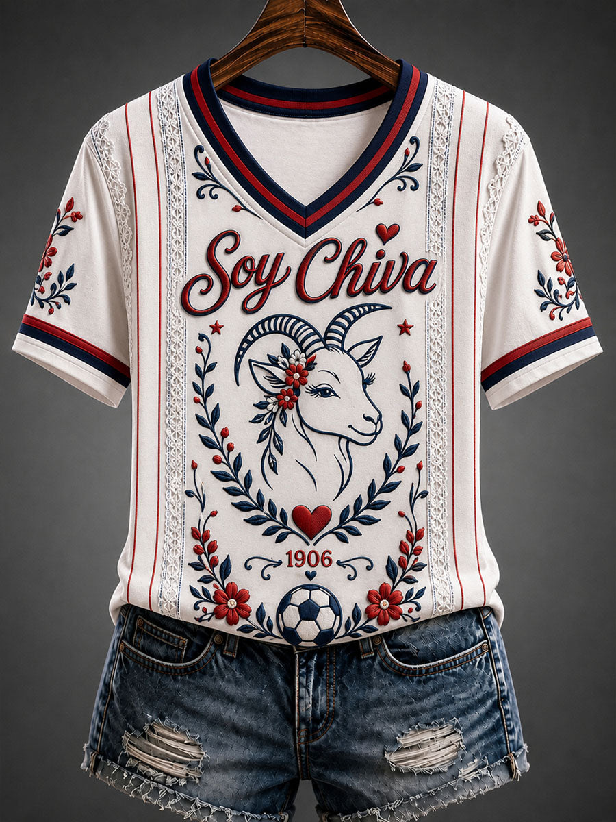 Camiseta casual estampada de fútbol femenino Chivas de Guadalajara