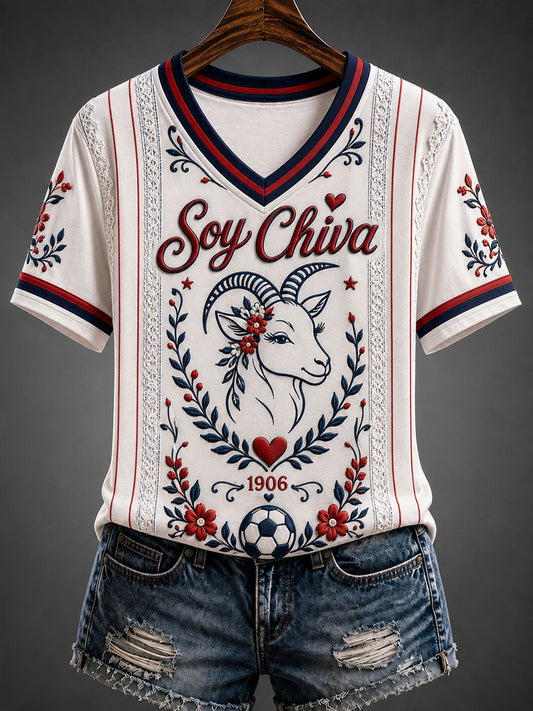 Camiseta casual estampada de fútbol femenino Chivas de Guadalajara