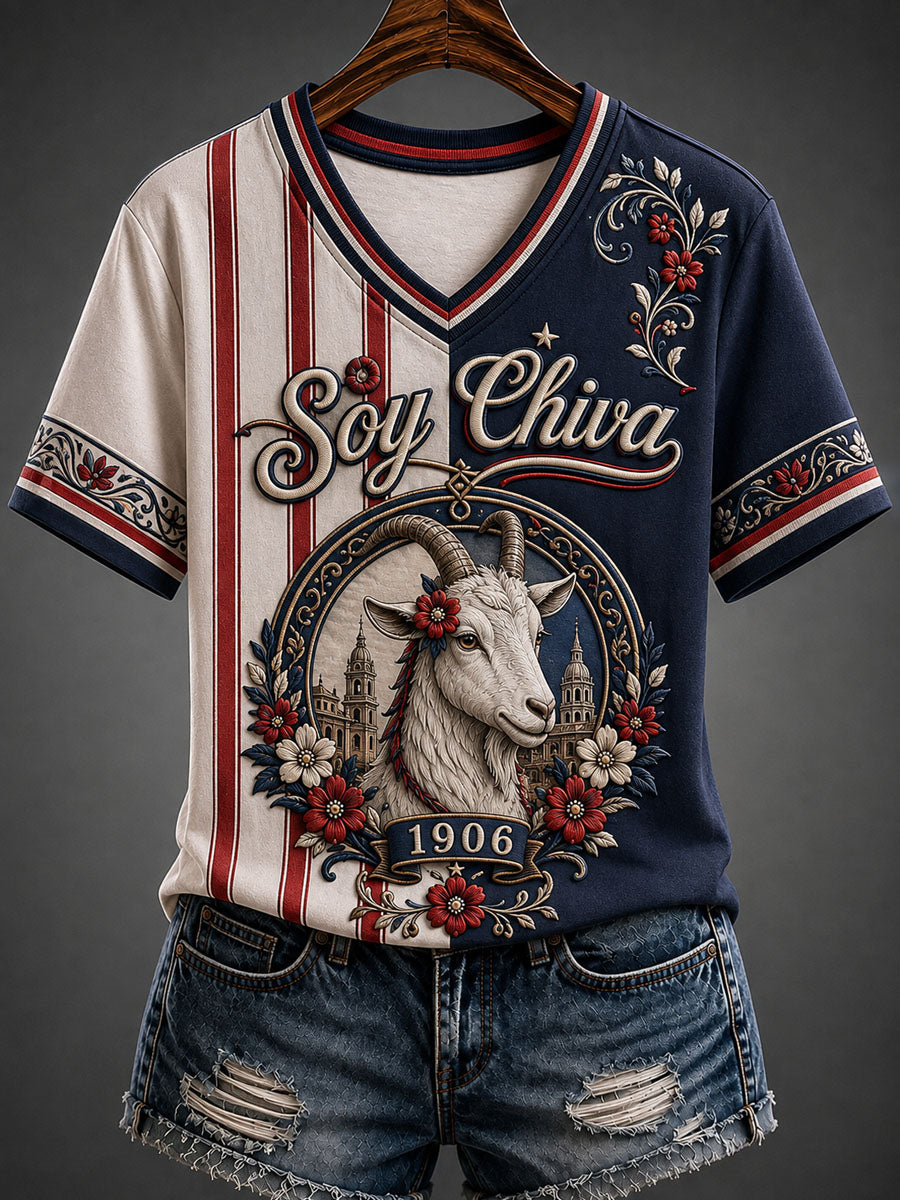 Camiseta casual estampada de fútbol femenino Chivas de Guadalajara