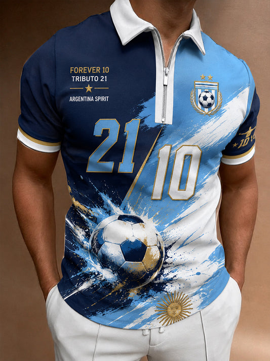 Camiseta polo de manga corta con cierre frontal y estampado conmemorativo del jugador legendario para hombre