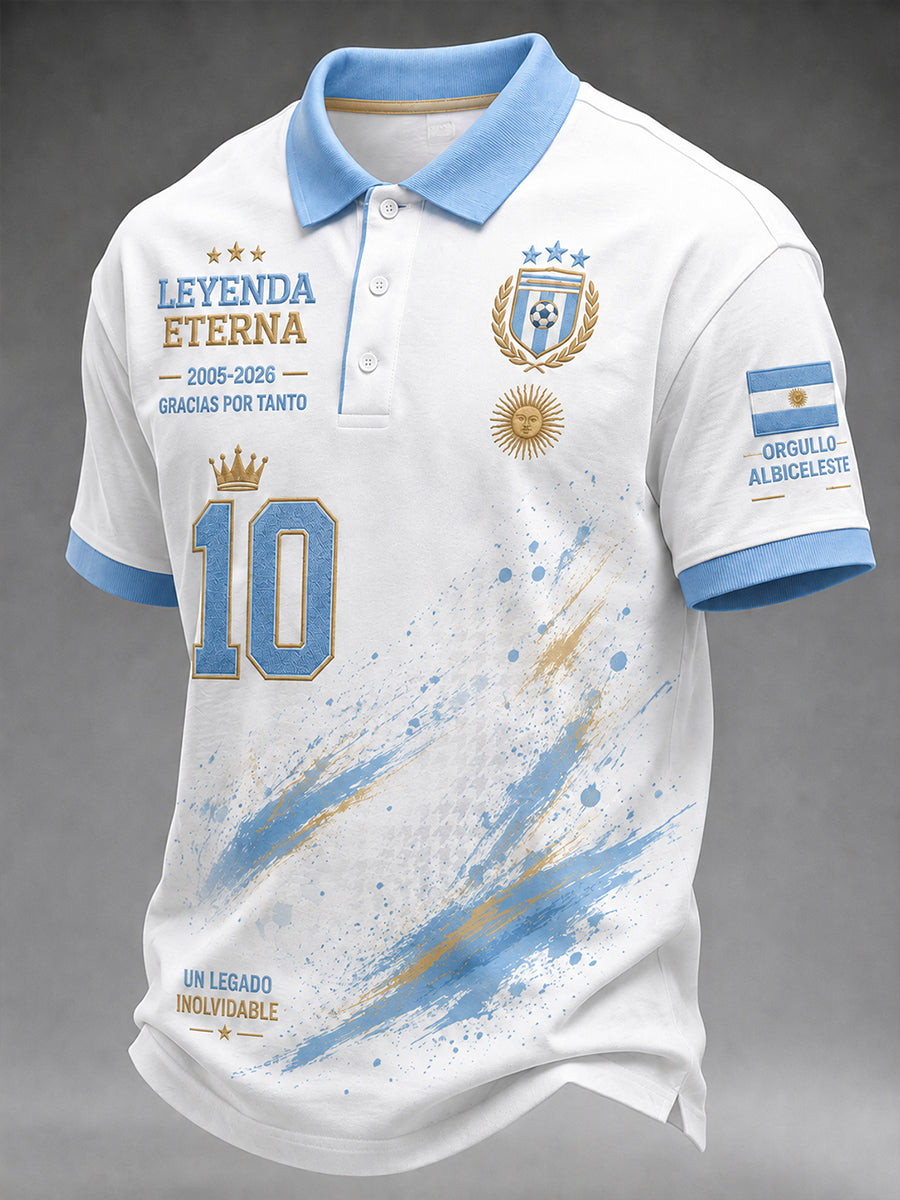Polo de manga corta con diseño conmemorativo de la estrella legendaria para hombre