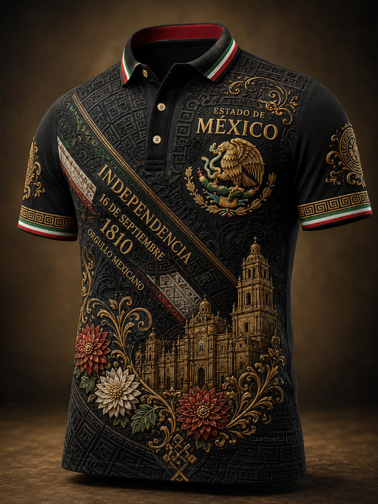 Camisa de hombre para el Día de la Independencia de México, camisa de manga corta
