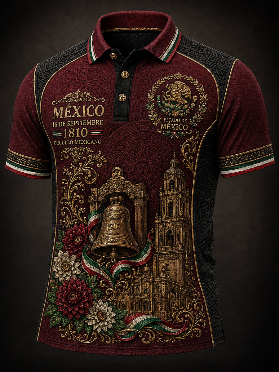 Camisa de hombre para el Día de la Independencia de México, camisa de manga corta