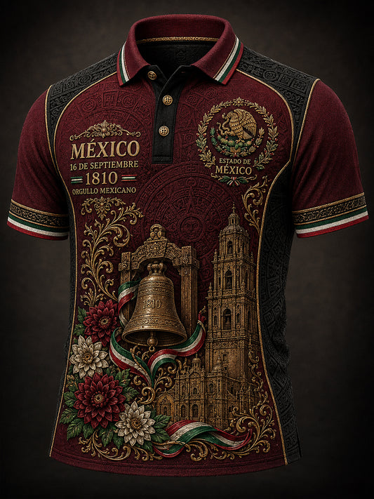 Camisa de hombre para el Día de la Independencia de México, camisa de manga corta