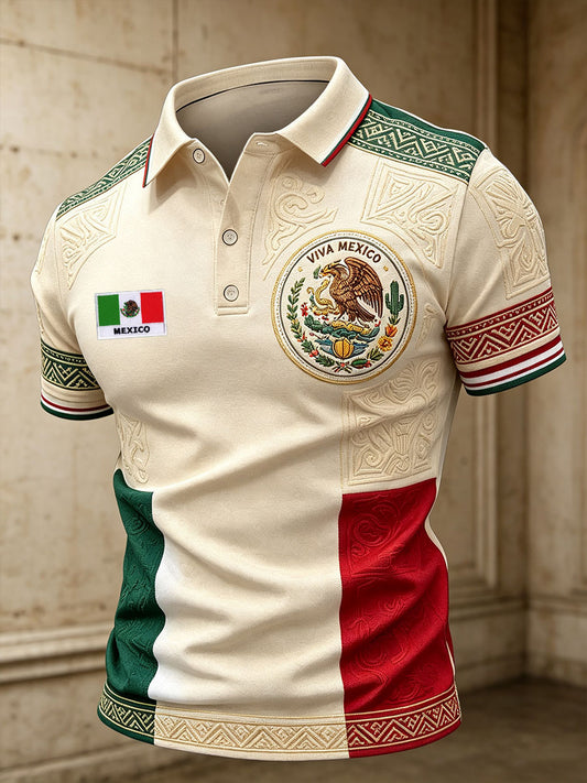 Camisetas casuales con estampado artístico de la bandera mexicana para hombre
