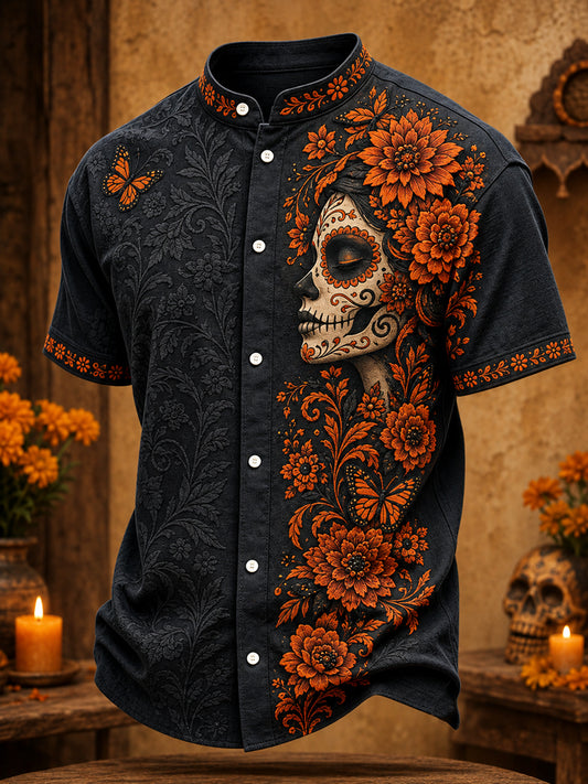 Día de los hombres del arte floral muerto impreso Camisa