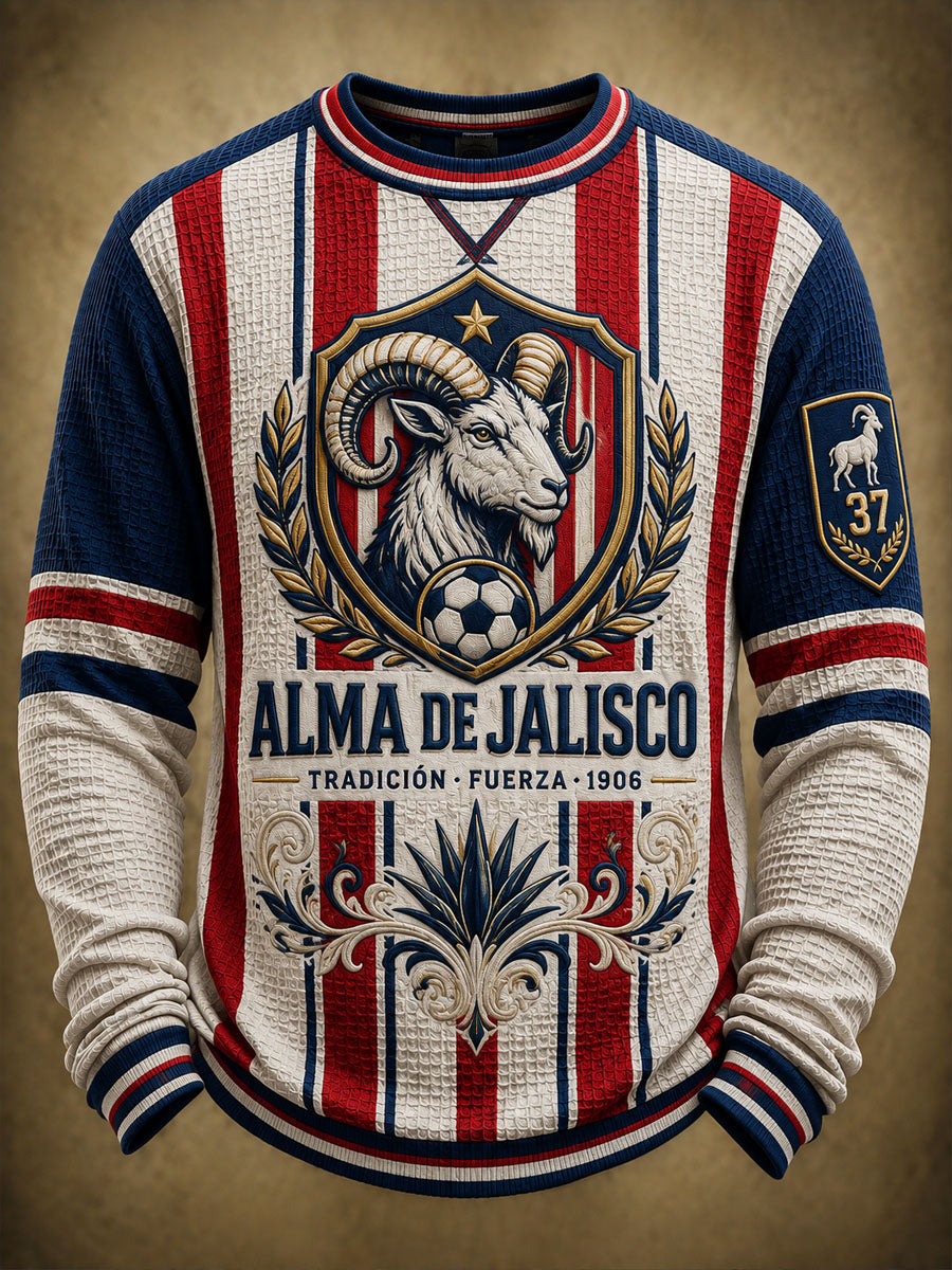 Camiseta larga casual estampada de fútbol masculino Chivas de Guadalajara