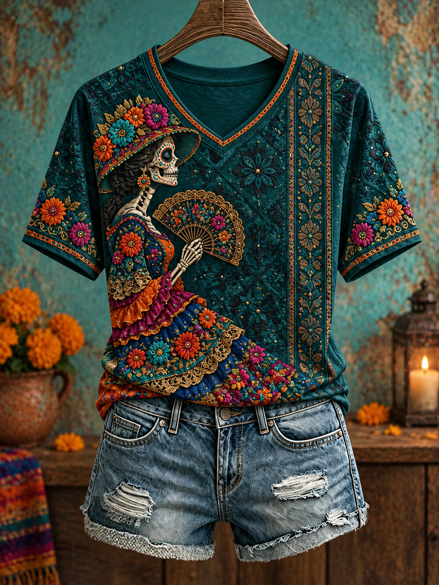 El día de México de las mujeres del arte floral muerto imprimió la camiseta