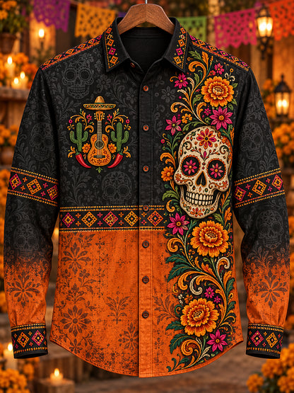 Camisa Waffle Día de los Muertos de México para hombre