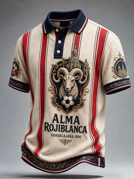 Polo casual estampado de fútbol masculino Chivas de Guadalajara