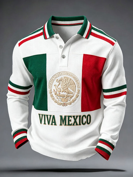 Camisetas casuales con estampado floral de la bandera de México para hombre