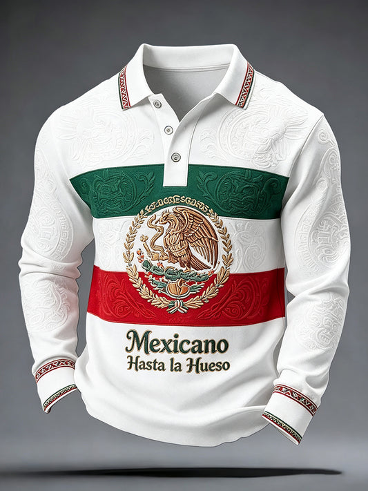 Camisetas casuales con estampado floral de la bandera de México para hombre