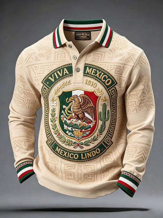 Camisetas casuales con estampado floral de la bandera de México para hombre
