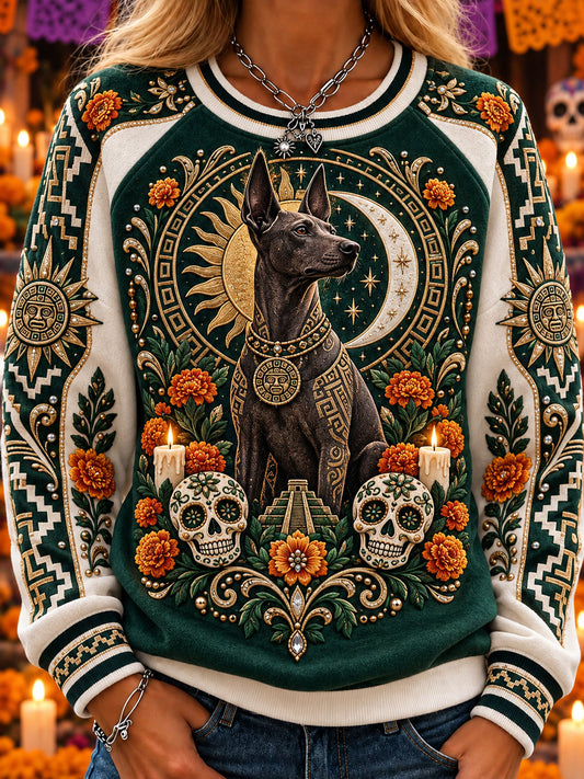 Sudadera casual con estampado del Día de Muertos para mujer