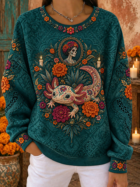 Día de México de las mujeres del arte floral muerto impreso sudadera