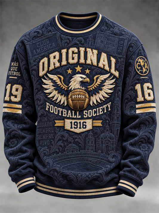 Sudadera casual con cuello redondo y estampado del equipo de fútbol masculino del Club América