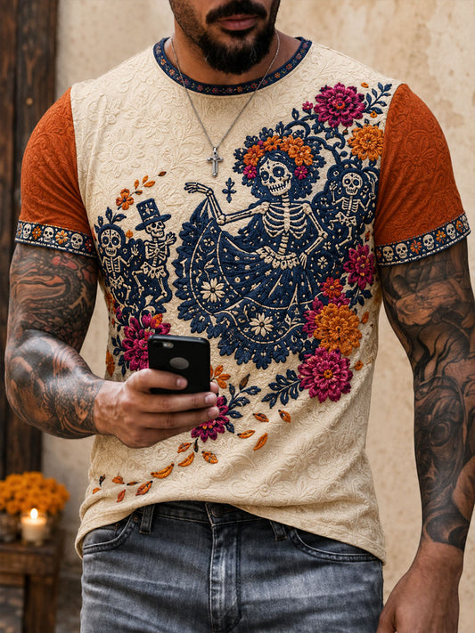 Día de México de los hombres del arte floral muerto impreso camiseta