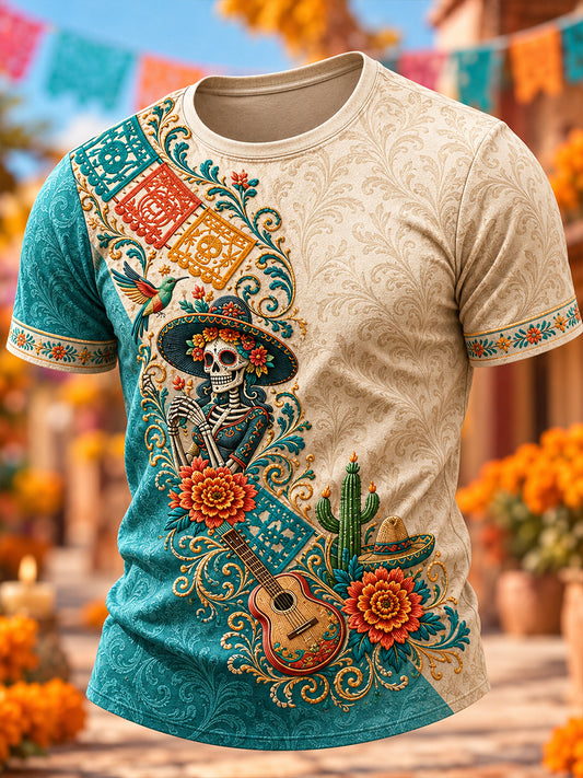 Día de México de los hombres del arte muerto camiseta de manga corta
