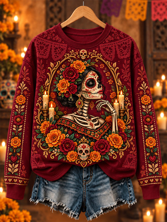 Día de México de las mujeres de la camiseta ocasional muerta de la impresión del arte