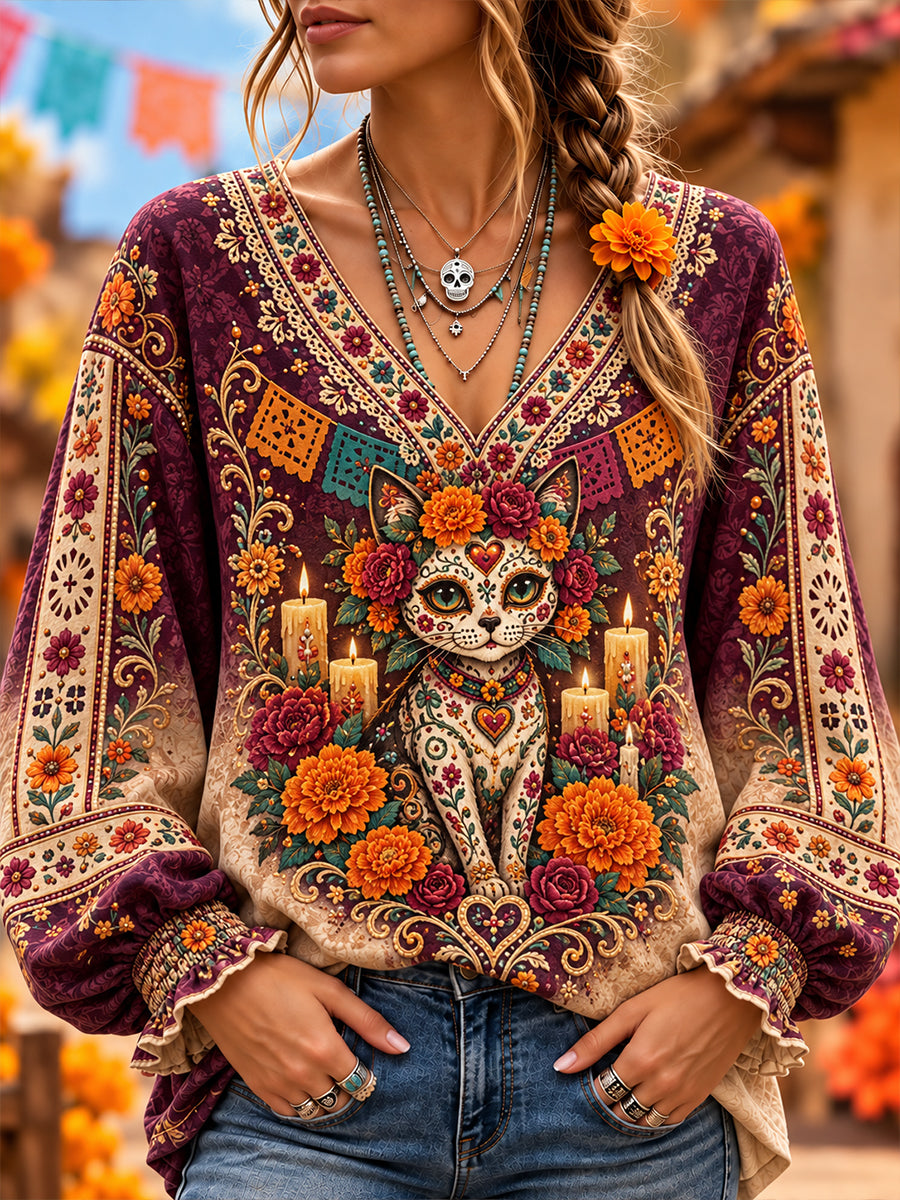 Blusa México Día de los Muertos de las mujeres