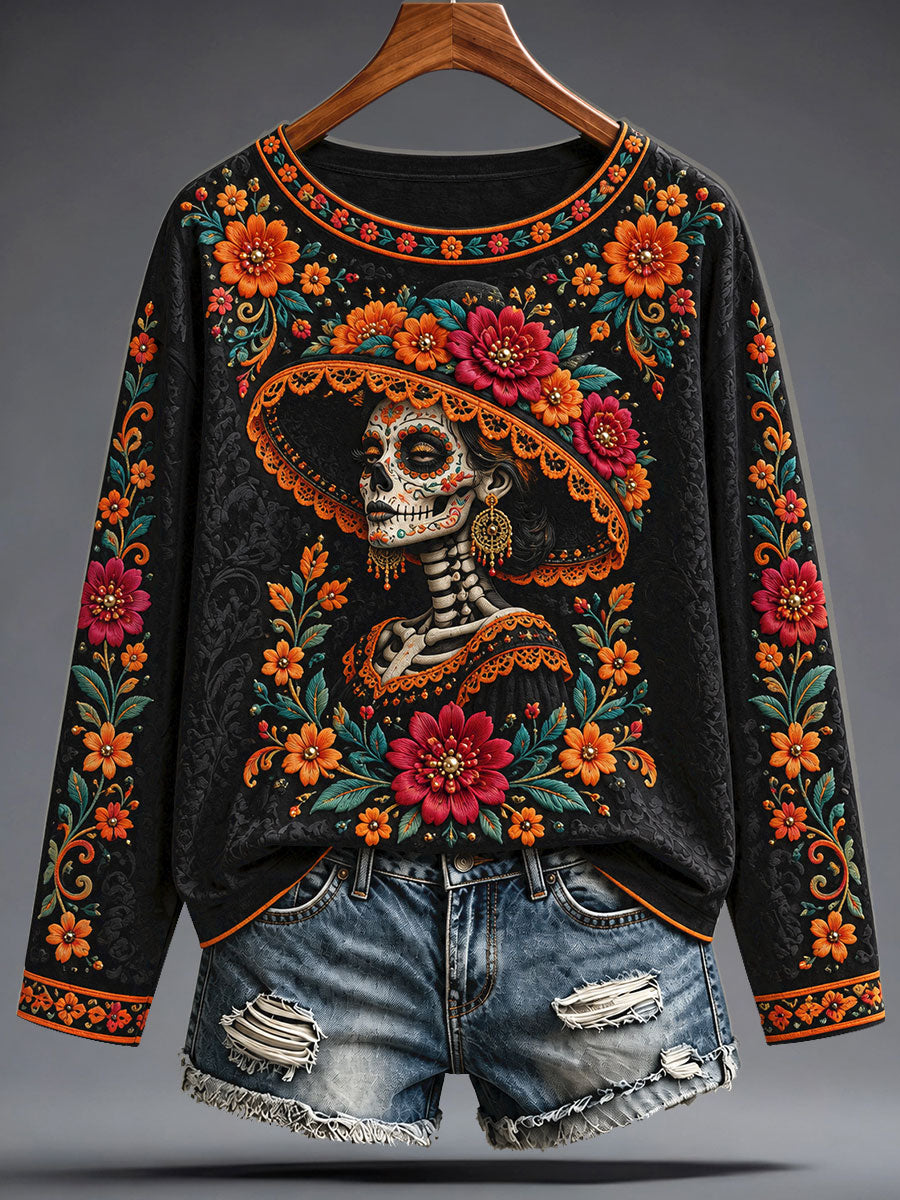 Día de México de las mujeres del arte floral muerto impreso camiseta