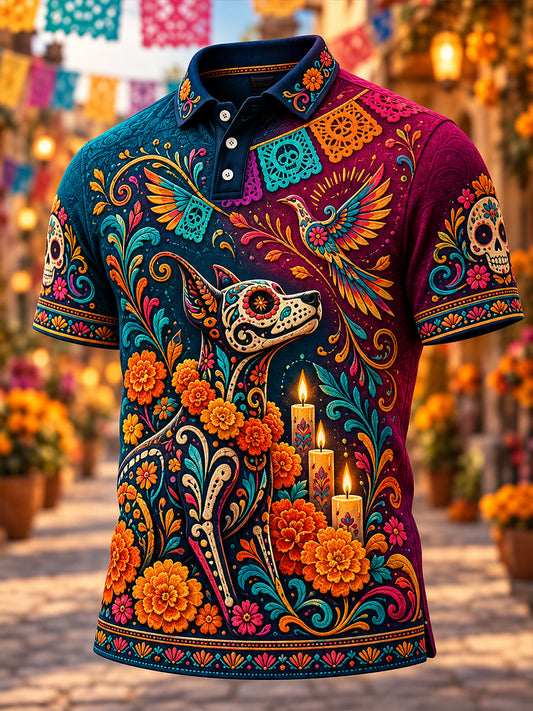 Camisa Hombre Mexico's Day Of The Dead Short Sleeve