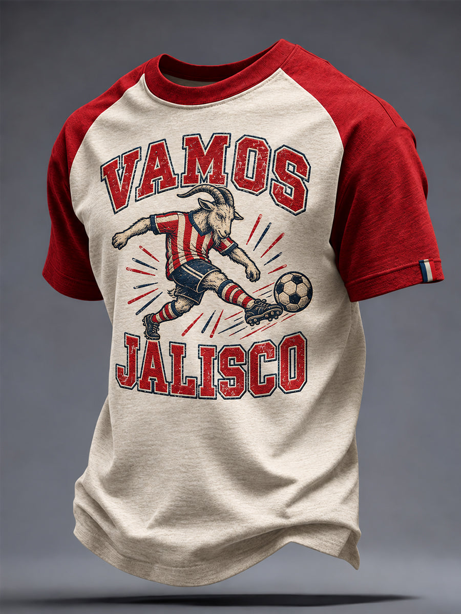 Camiseta estampada con diseño artístico de cabra para amantes del fútbol mexicano, para hombre