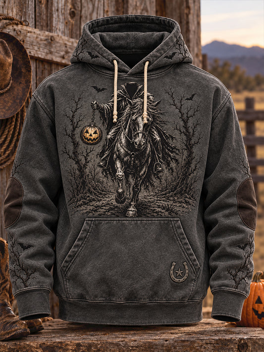 Sudadera con capucha para hombre, diseño occidental de Halloween, estampado de caballos y vacas
