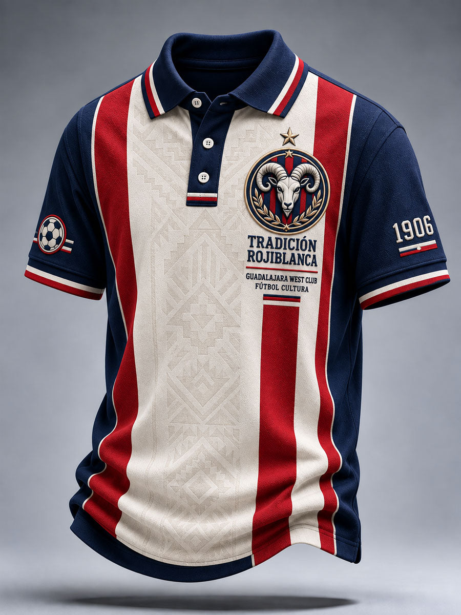 Polo informal con estampado de fútbol de Guadalajara para hombre