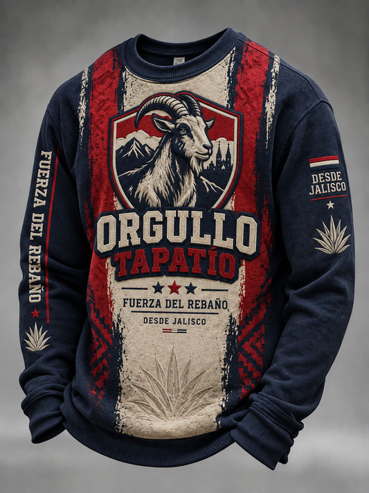 Sudadera casual de cuello redondo con estampado gráfico Guadalajara para hombre