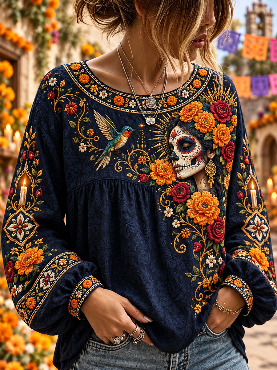 Blusa para mujer del Día de Muertos de México