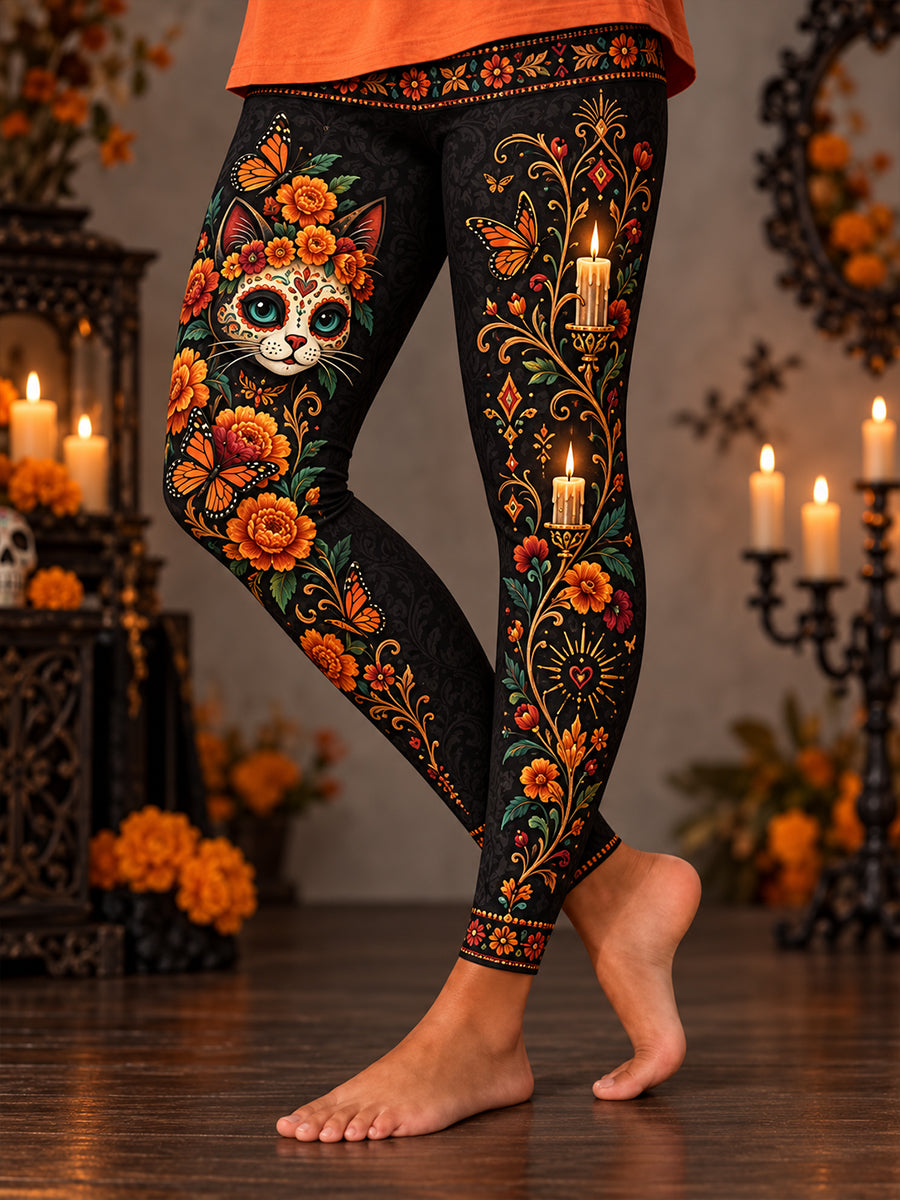 Día de México de la mujer DeadHigh-Waisted Slim Fit Casual Leggings