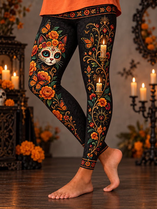 Día de México de la mujer DeadHigh-Waisted Slim Fit Casual Leggings
