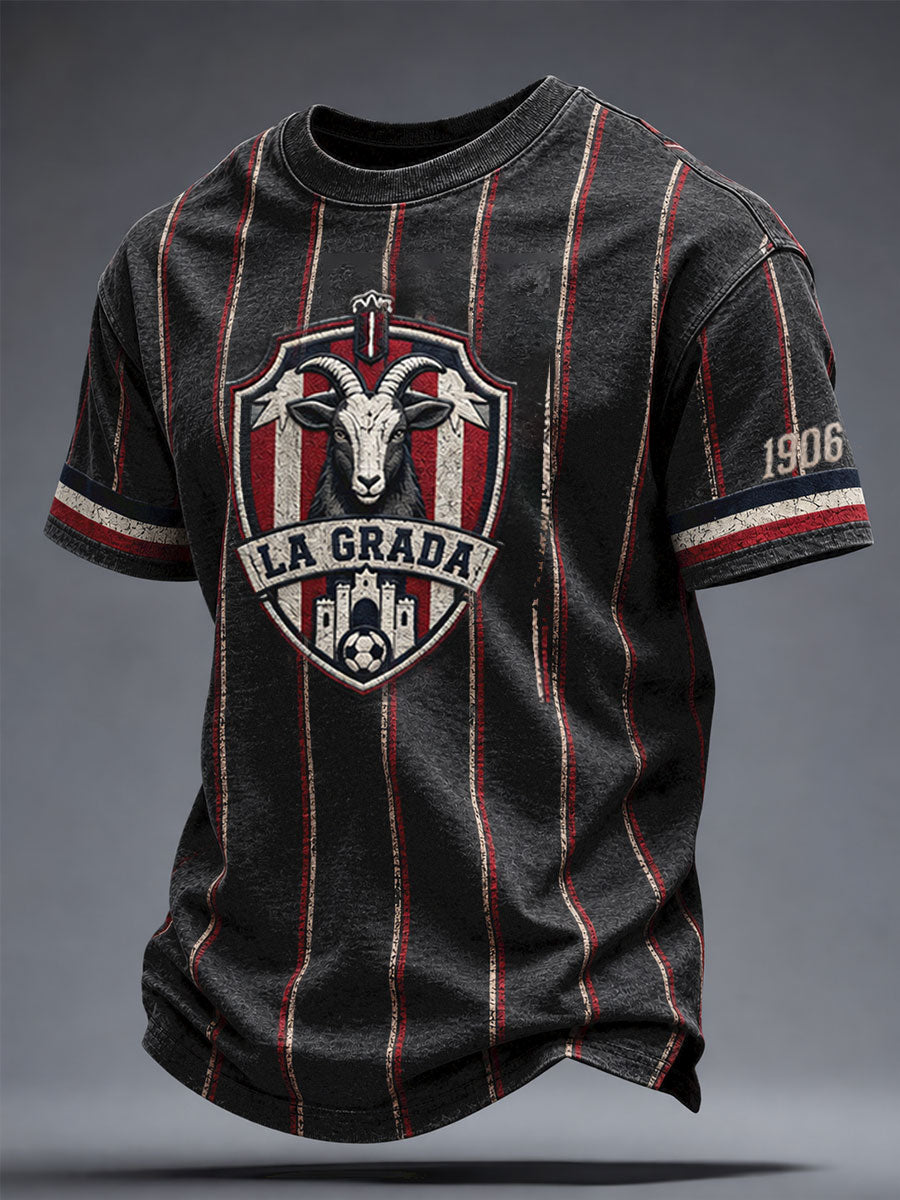 Camiseta estampada con diseño artístico de cabra para amantes del fútbol mexicano, para hombre