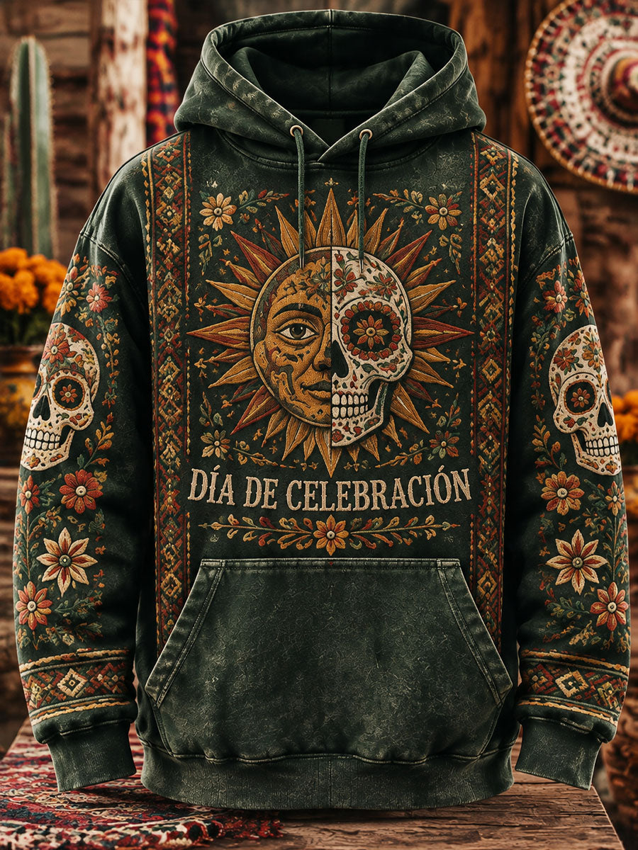 Hombres Mexican Paper-Cutting Art Print Hoodie