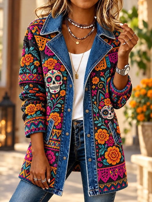 Chaqueta casual para mujer del día de los muertos de México