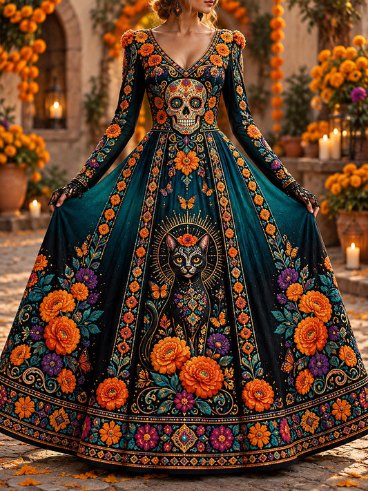 Vestido Largo para Mujer del Día de los Muertos en México