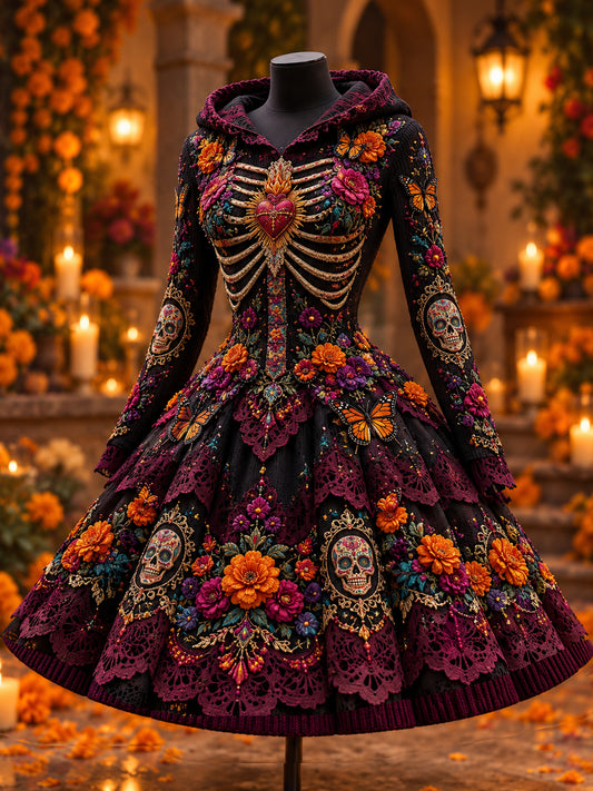 Vestido Sudadera con Capucha Día de Muertos de México