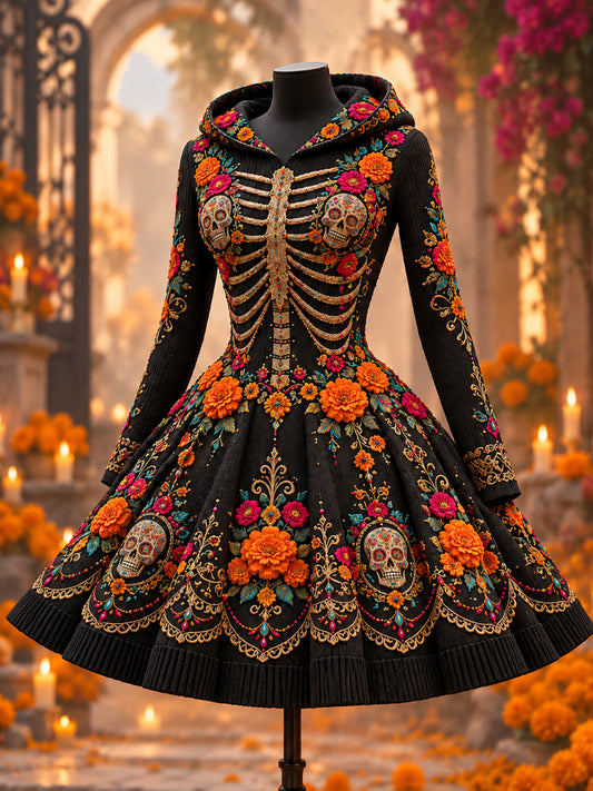 Vestido sudadera con capucha del Día de los Muertos de México