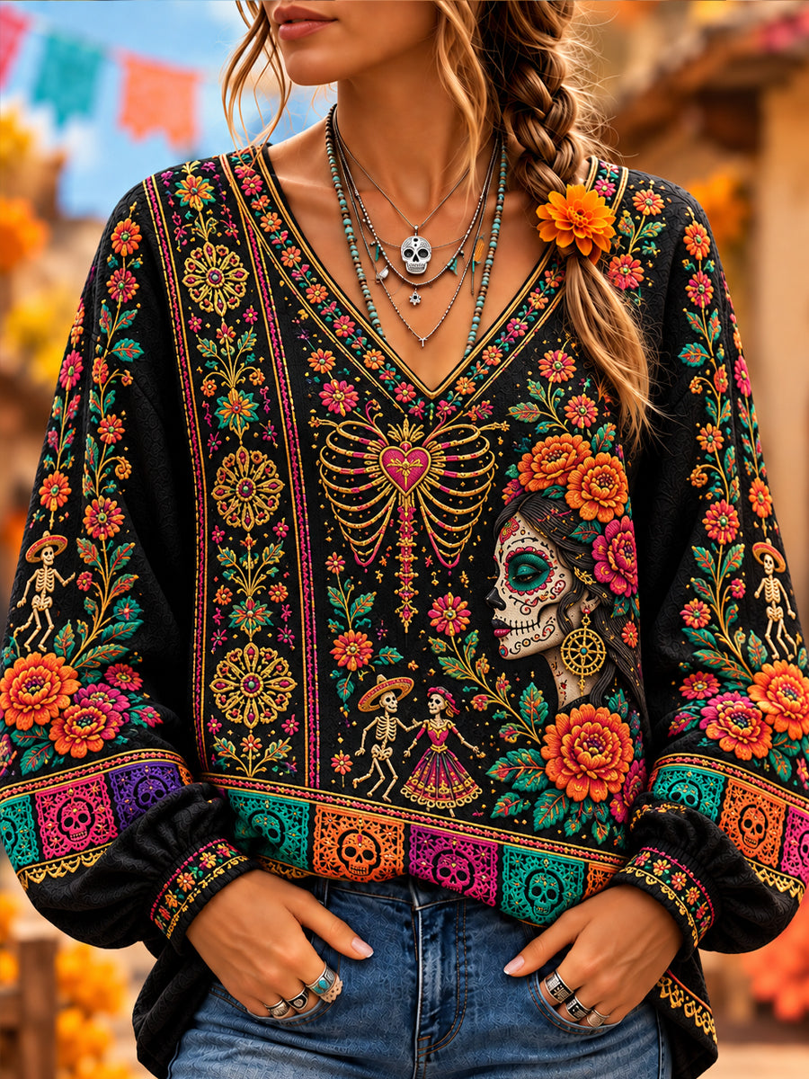 Blusa México Día de los Muertos de las mujeres